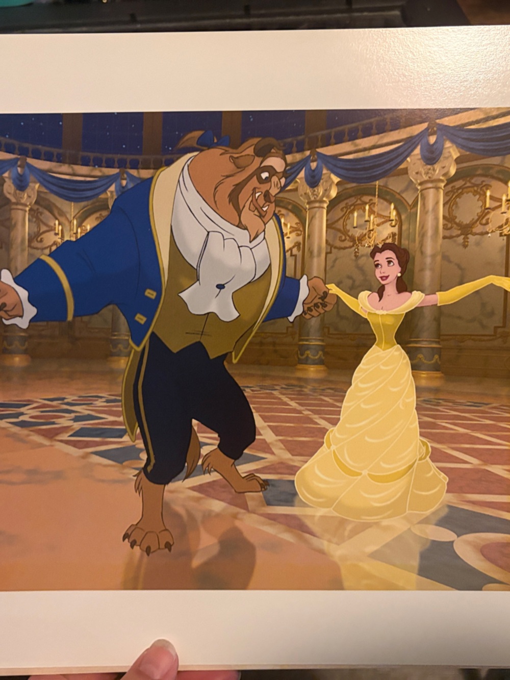 Disney 2010  Beauty and the Beast Lithograph Ballroom Print - Yellow, Blue, Gold